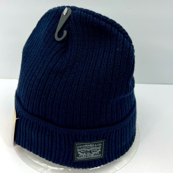 LEVI’S, WARM & COMFORTABLE BEANIE, LINED WITH FLEECE, UNISEX,ONE SIZE, NAVY BLUE - Picture 2 of 15